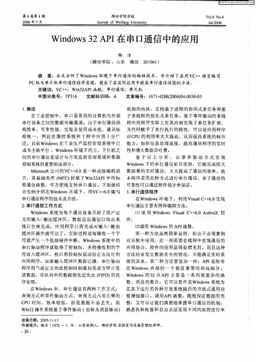 Windows 32 API在串口通信中的应用
