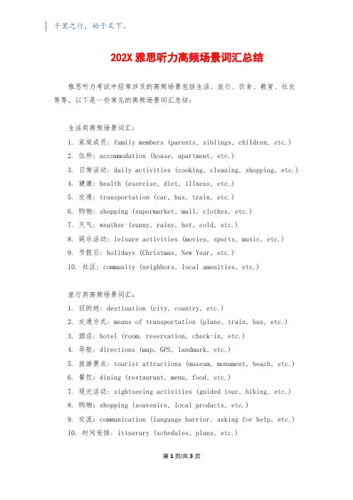 202X雅思听力高频场景词汇总结