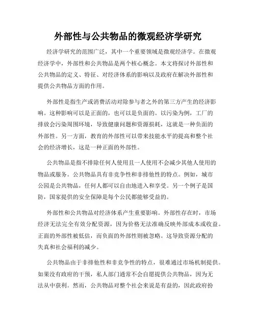 外部性与公共物品的微观经济学研究