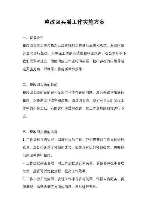整改回头看工作实施方案