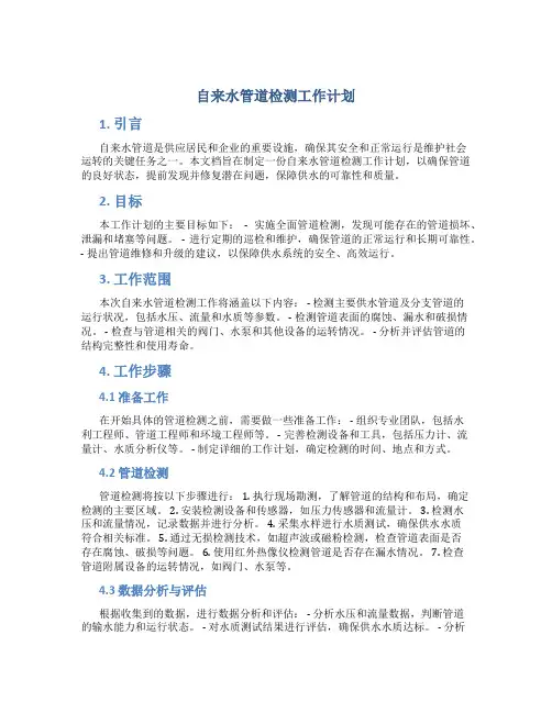 自来水管道检测工作计划