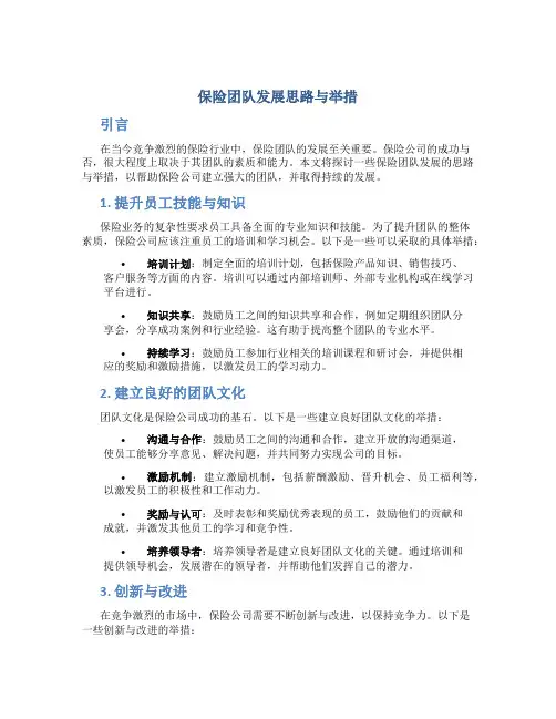 保险团队发展思路与举措