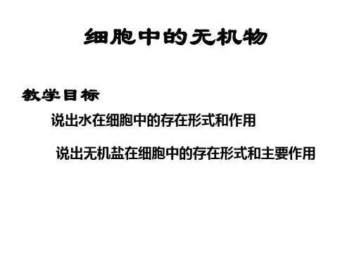 生物必修1人教版2.5细胞中的无机物(共26张ppt)