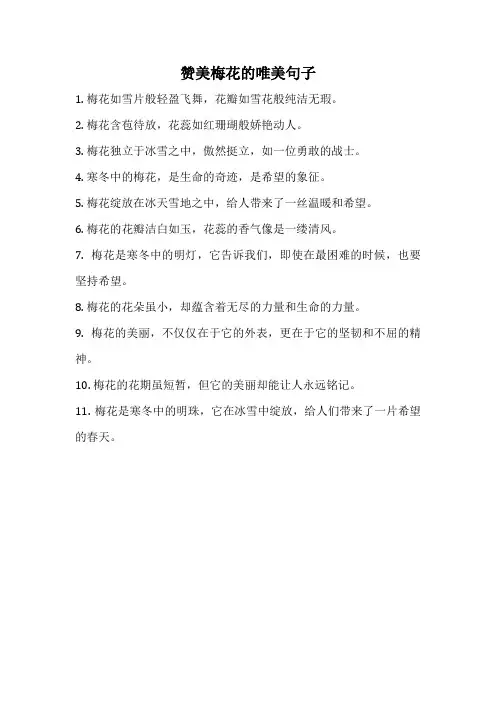 赞美梅花的唯美句子