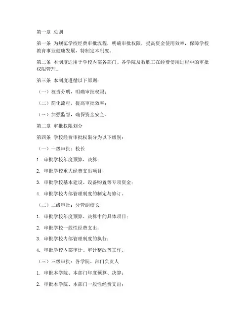 学校经费审批权限管理制度