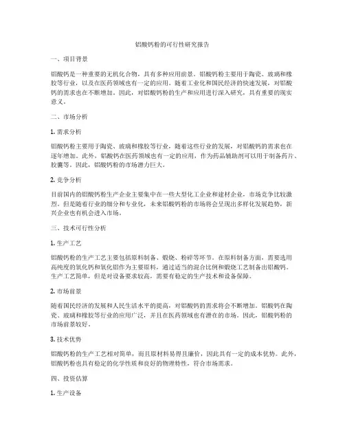铝酸钙粉的可行性研究报告