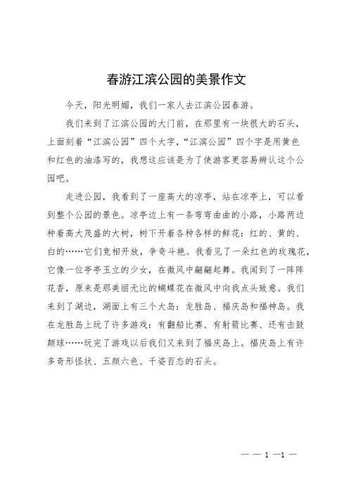 春游江滨公园的美景作文