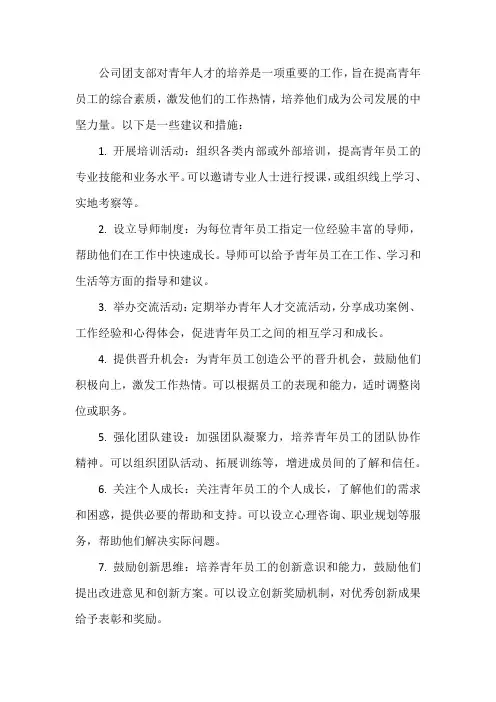 公司团支部对青年人才的培养
