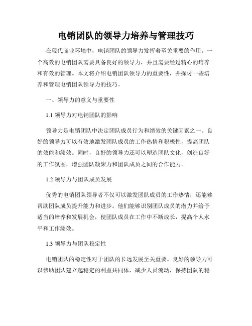 电销团队的领导力培养与管理技巧