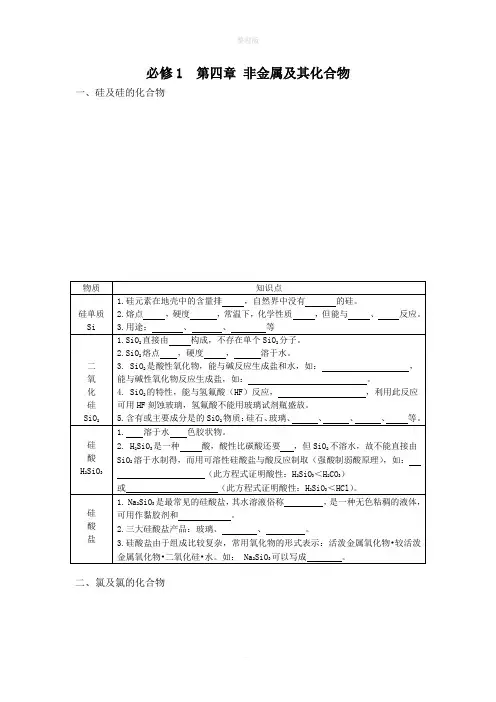 化学必修一第四章知识点总结