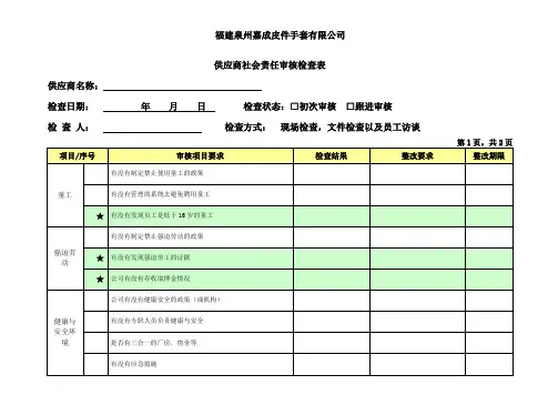 供应商社会责任审核检查表