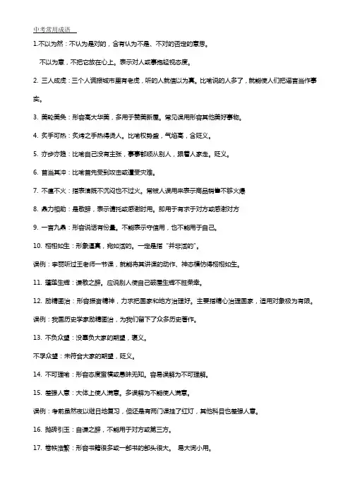 中考常见及易错成语(1)