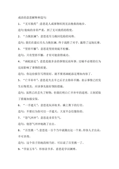 成语的意思加造句