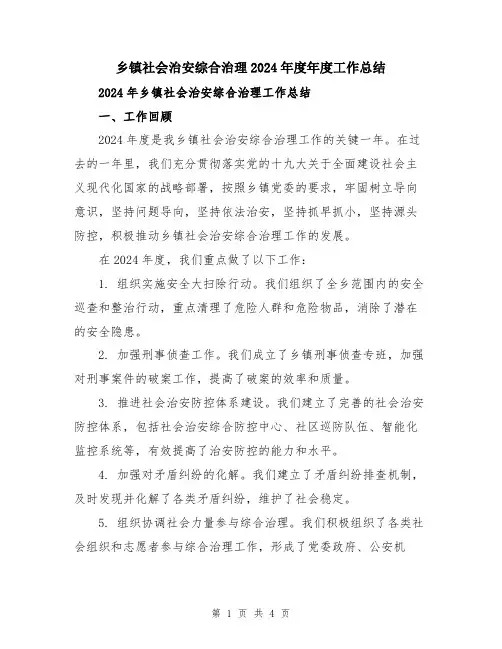 乡镇社会治安综合治理2024年度年度工作总结
