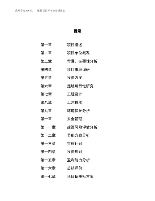 眼镜项目可行性分析报告(立项申请范本)