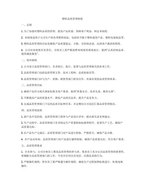 塑料品质管理制度