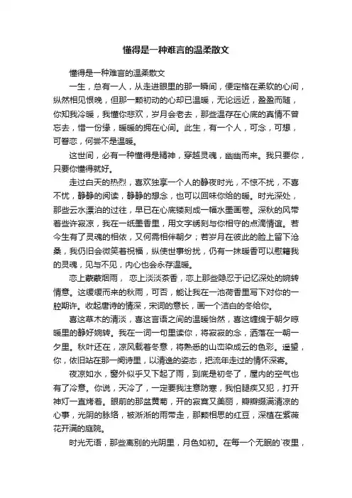 懂得是一种难言的温柔散文