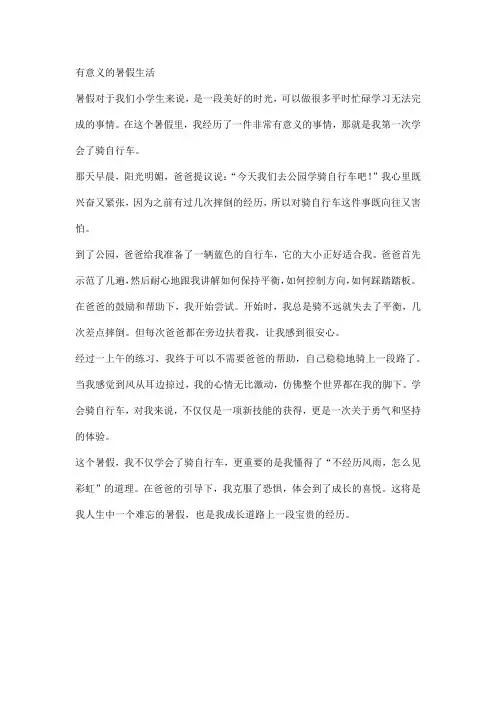 有意义的暑假生活(暑假作业作文)