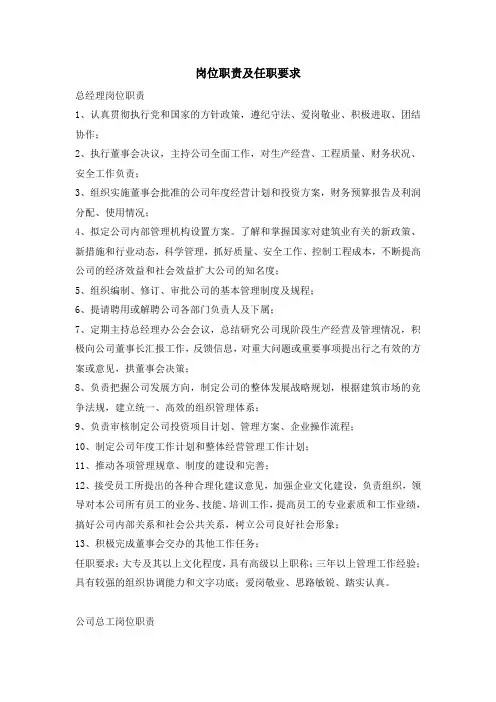 岗位职责和任职要求