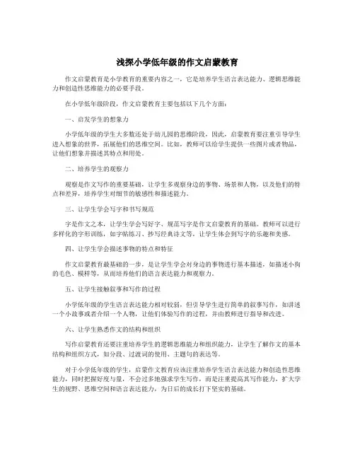 浅探小学低年级的作文启蒙教育