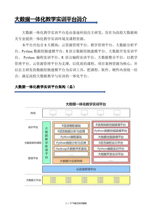 大数据一体化教学实训平台简介