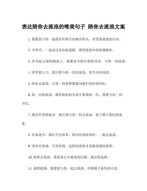 表达陪你去流浪的唯美句子 陪你去流浪文案
