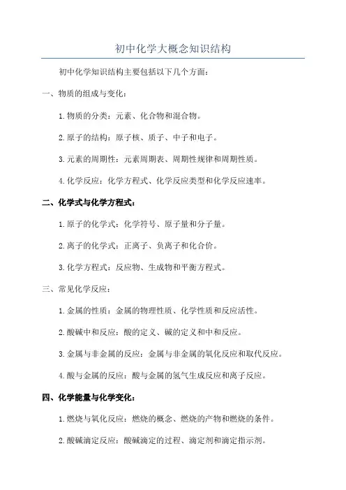 初中化学大概念知识结构