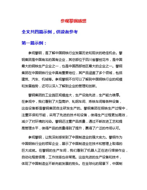 参观攀钢感想