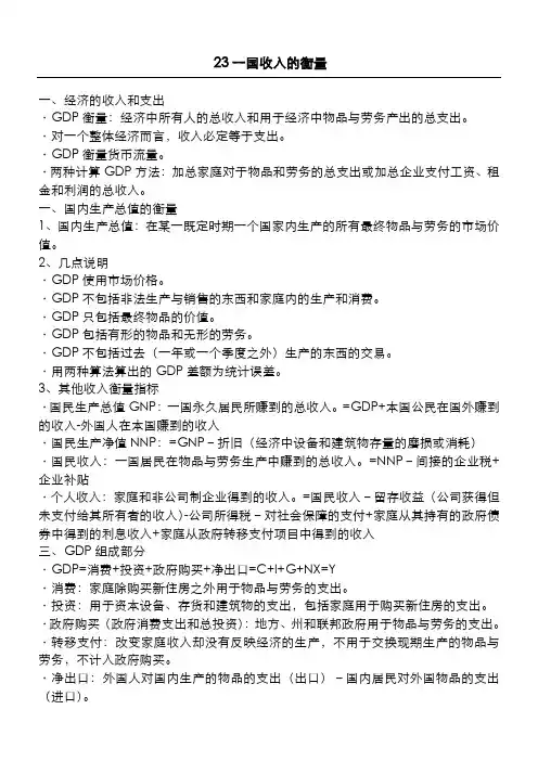 曼昆《经济学原理》宏观部分重点