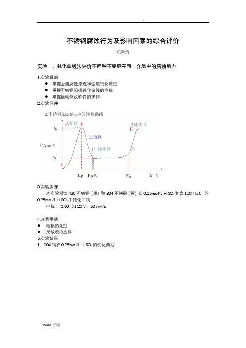 不锈钢腐蚀实验报告