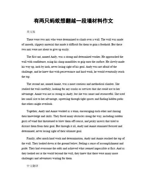 有两只蚂蚁想翻越一段墙材料作文