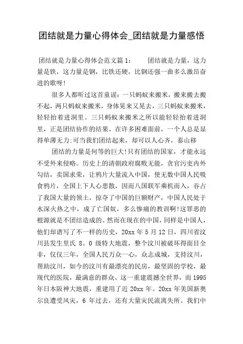 团结就是力量心得体会_团结就是力量感悟