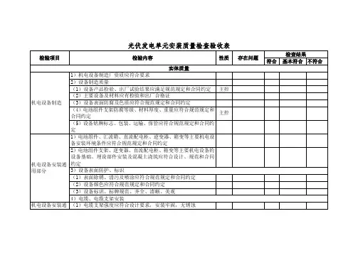 光伏发电单元安装质量检查验收表