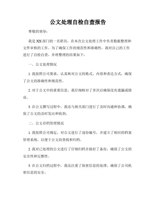 公文处理自检自查报告