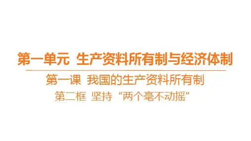 高中思想政治必修第二册精品课件 第一单元 第一课 我国的生产资料所有制-第二框 坚持“两个毫不动摇”