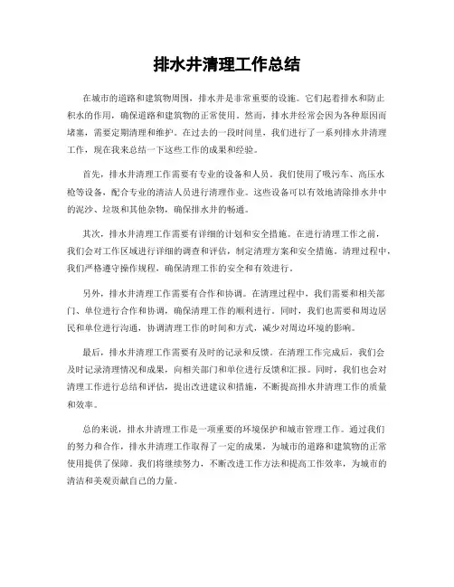 排水井清理工作总结