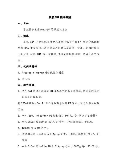 质粒DNA提取概述