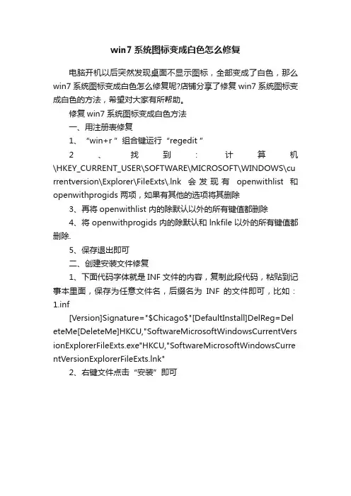 win7系统图标变成白色怎么修复