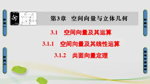 高中数学第3章空间向量与立体几何3.1.1空间向量及其线性运算3.1.2共面向量定理课件苏教版选修2-1
