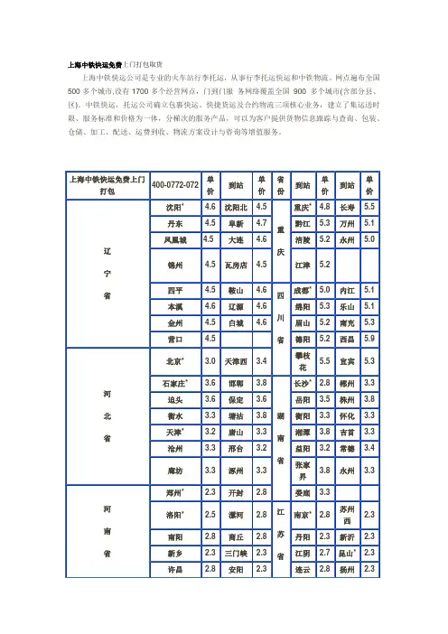 中铁快运营业厅=上海浦东中铁快运上门打包托运公司