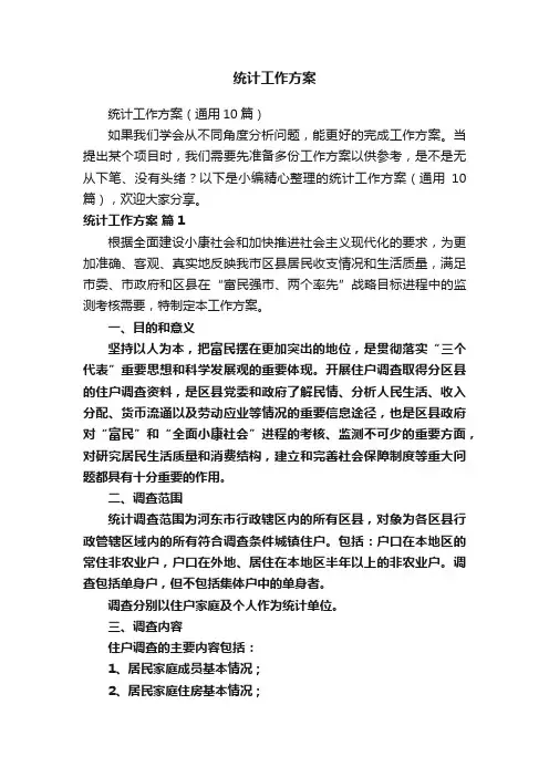 统计工作方案
