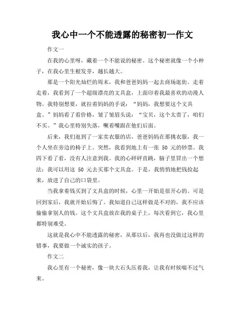 我心中一个不能透露的秘密初一作文