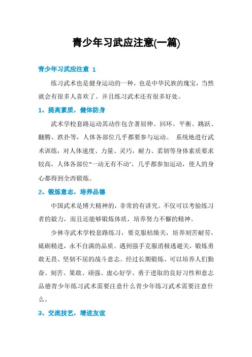 青少年习武应注意(一篇)