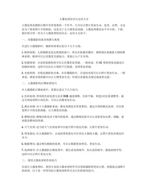 人像处理知识点总结大全