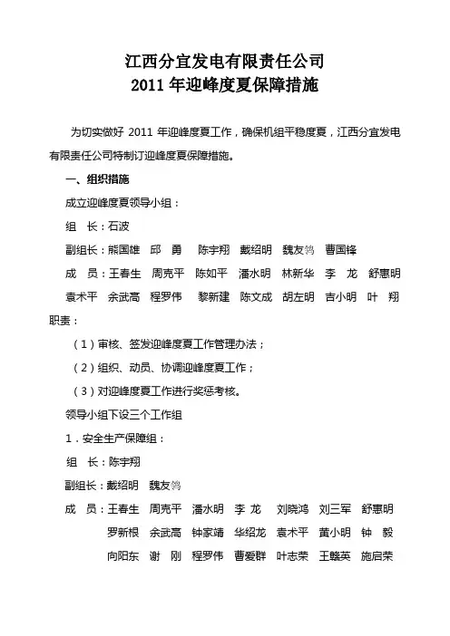 迎峰度夏保障措施