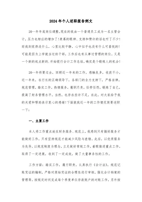 2024年个人述职报告例文（4篇）