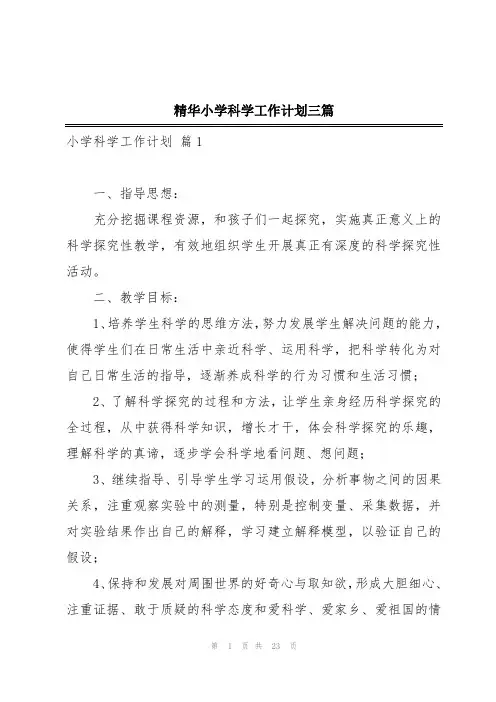 精华小学科学工作计划三篇