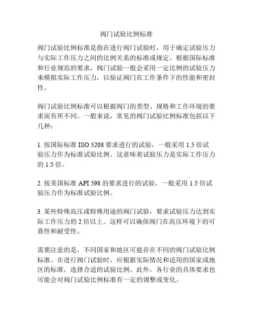 阀门试验比例标准