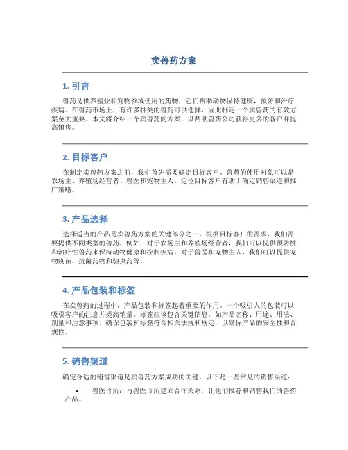 卖兽药方案介绍