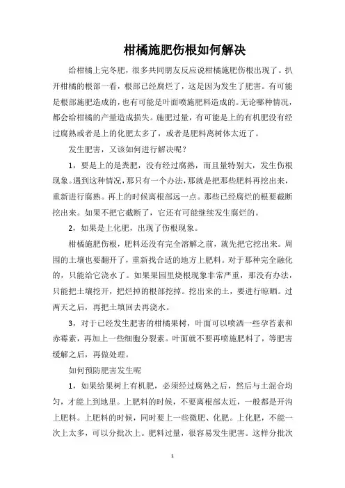 柑橘施肥伤根如何解决